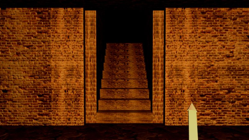 A dark stairway leading up out of a dungeon